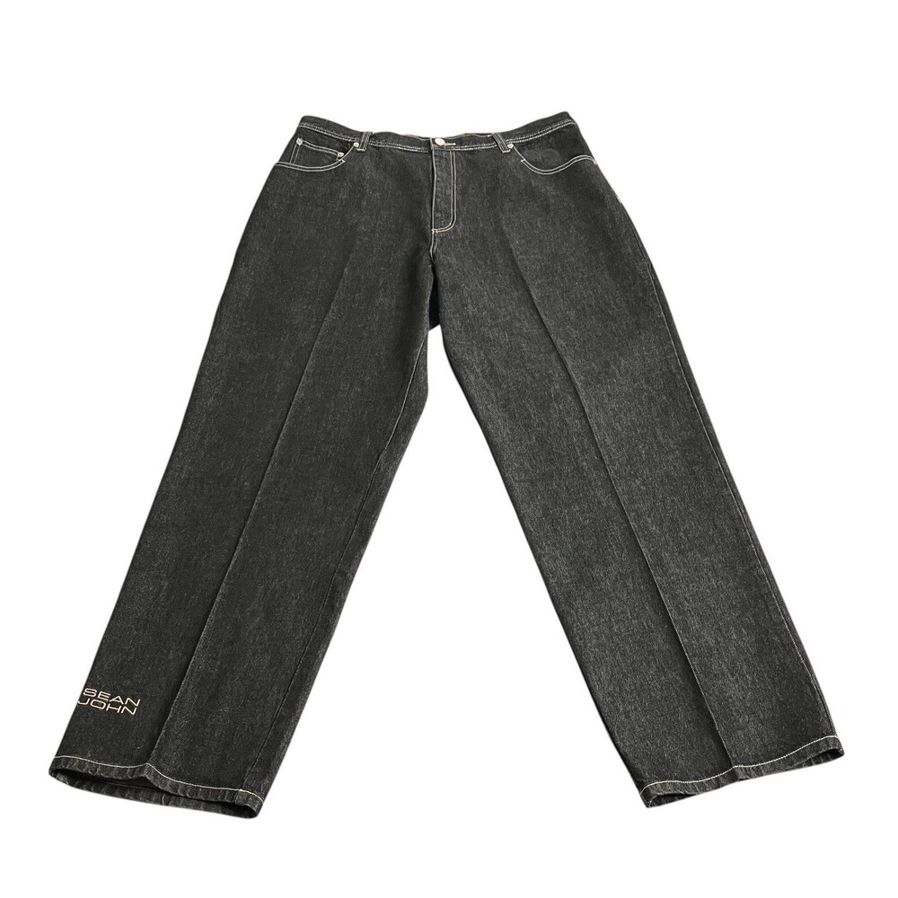 Vintage Y2K Sean John Jeans 38x33.5 Black Buckle Baggy Hip Hop Skater Streetwear